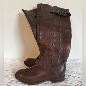 Vero Cuoio Brown Studded Riding
Boot 37 Made In Italy